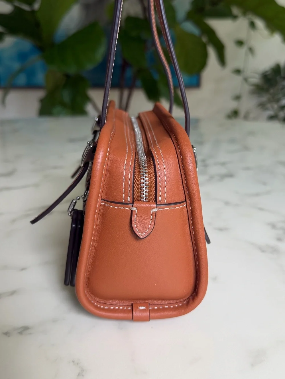 NWOT Coach Swing Zip Bag 20 In Crystal Signature Jacquard CBH53 Burnished Amber